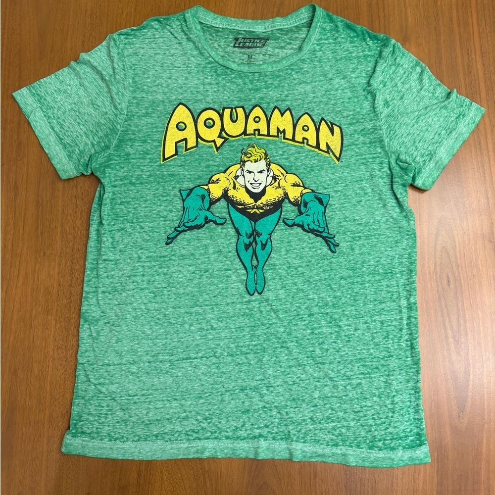 Justice League DC Comics Heather Green Aquaman T-Shirt Unisex Adult Small